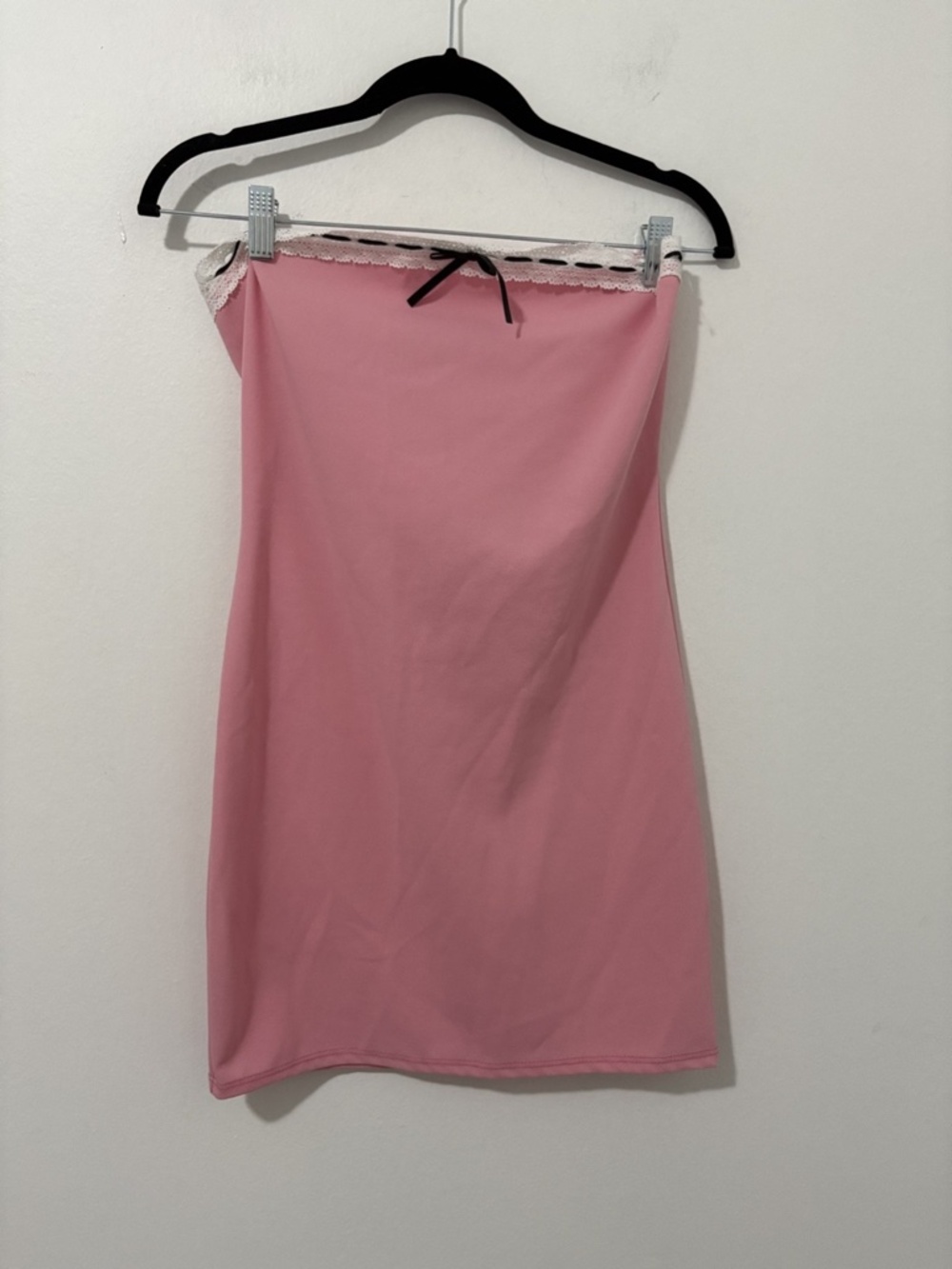NEW Charlotte Russe Pink Strapless Mini Dress Lace Trim Y2K Coquette Dollcore L - Picture 2 of 6